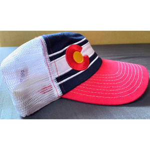 Colorado flag trucker hat snapback New/Real dedicate brand navy red white mesh